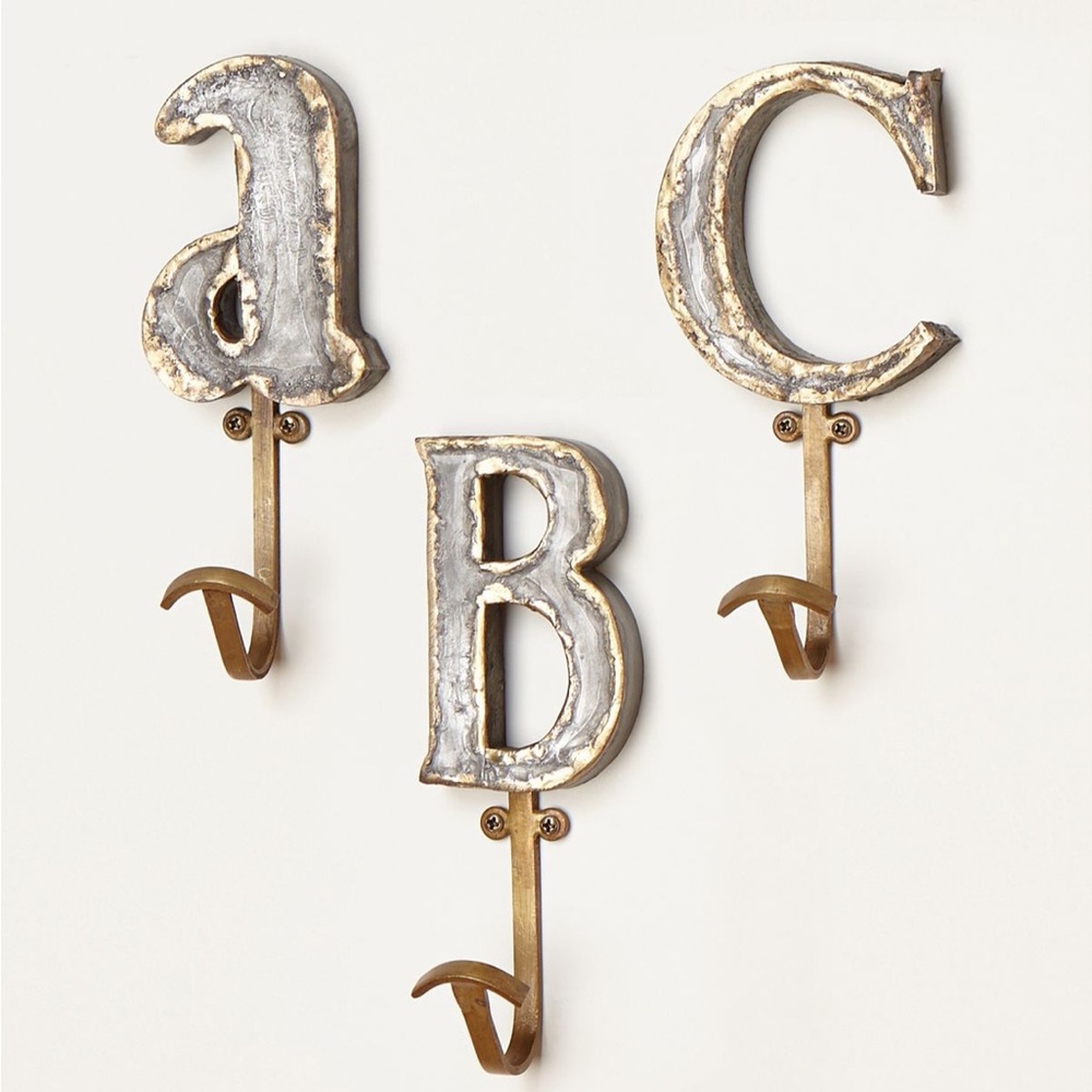 Anthropologie Metallic Alphabet Wall Hooks